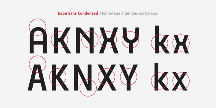 Ejemplo de fuente Egon Sans Condensed Italic